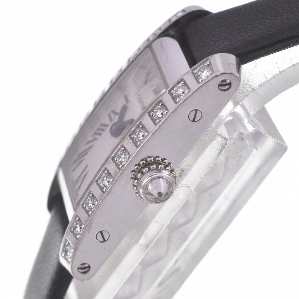CARTIER Tank Allongee WJ2003W3 Lug Diamond Bezel Silver Dial Quartz Ladies
 Watch R#141553