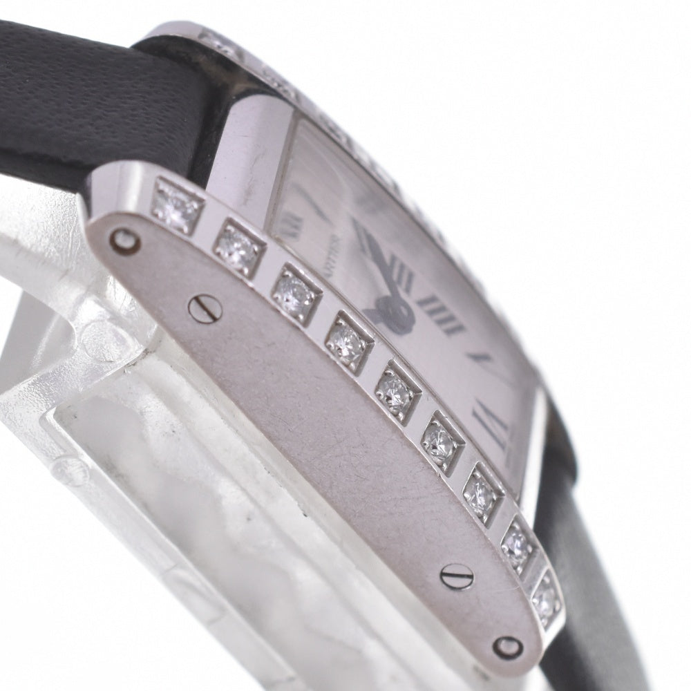 CARTIER Tank Allongee WJ2003W3 Lug Diamond Bezel Silver Dial Quartz Ladies
 Watch R#141553