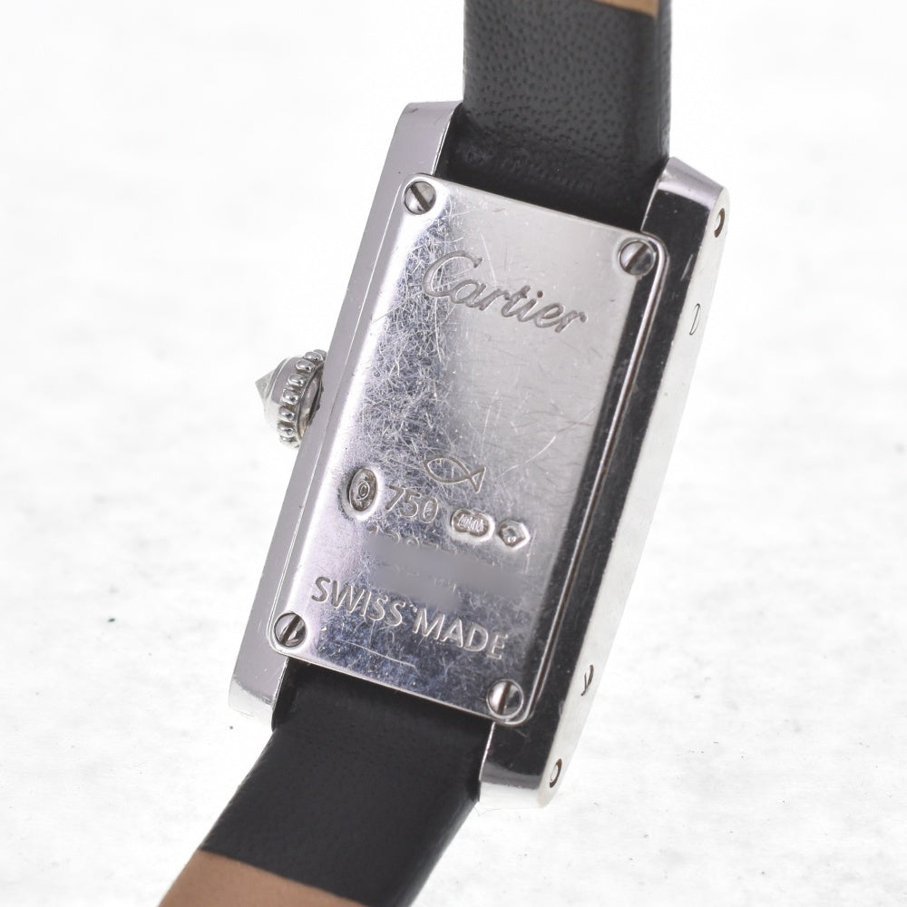 CARTIER Tank Allongee WJ2003W3 Lug Diamond Bezel Silver Dial Quartz Ladies
 Watch R#141553