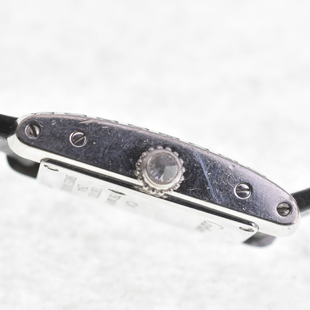 CARTIER Tank Allongee WJ2003W3 Lug Diamond Bezel Silver Dial Quartz Ladies
 Watch R#141553