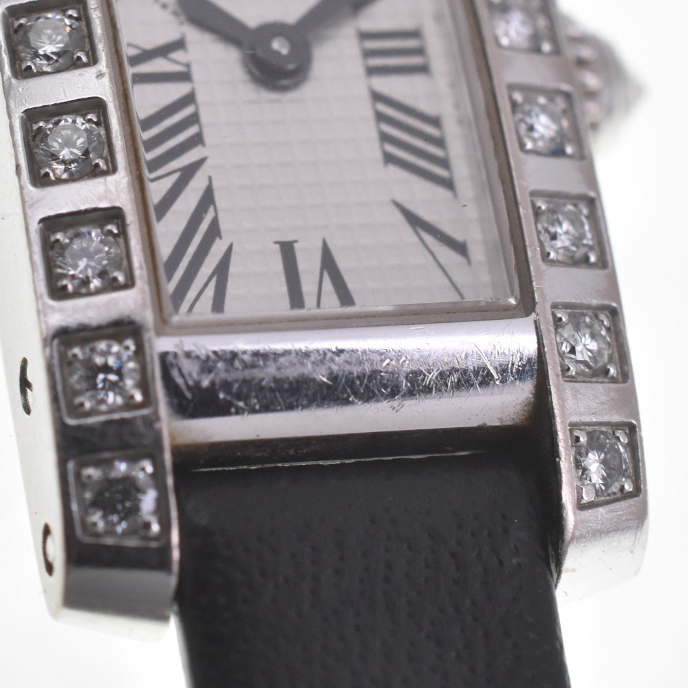 CARTIER Tank Allongee WJ2003W3 Lug Diamond Bezel Silver Dial Quartz Ladies
 Watch R#141553