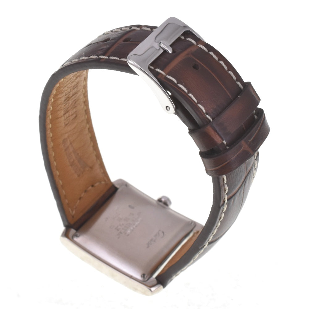 CARTIER Tank francaise LM WE1003S3 Date K18WG/74p Diamond/Leather Silver Dial Automatic Men's
 Watch G#141554