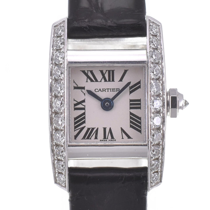CARTIER Tankissim SM WE70069H K18WG / leather Silver Dial Quartz Ladies
 Watch R#141556
