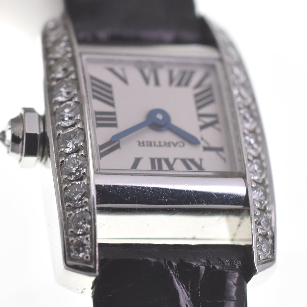 CARTIER Tankissim SM WE70069H K18WG / leather Silver Dial Quartz Ladies
 Watch R#141556