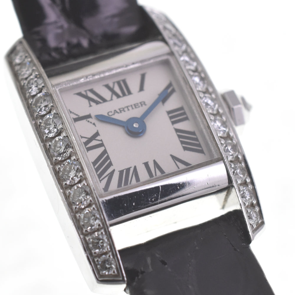 CARTIER Tankissim SM WE70069H K18WG / leather Silver Dial Quartz Ladies
 Watch R#141556