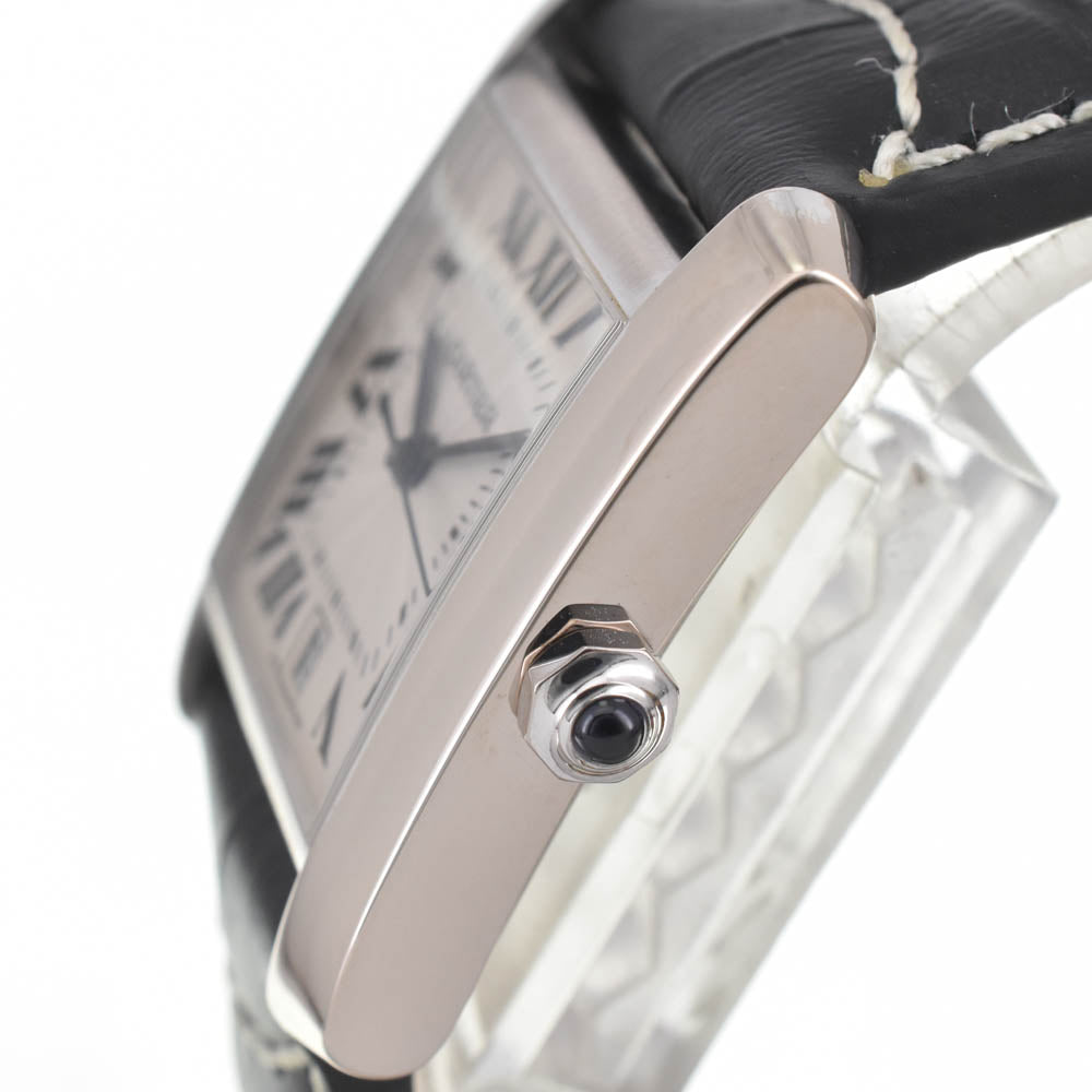 CARTIER Tank francaise LM W50011S3 Date K18WG Leather Silver Dial Automatic Men's
 Watch J#141558