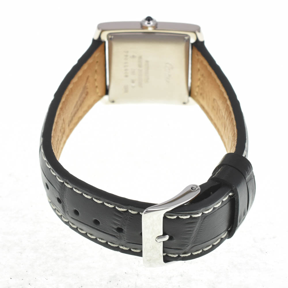 CARTIER Tank francaise LM W50011S3 Date K18WG Leather Silver Dial Automatic Men's
 Watch J#141558