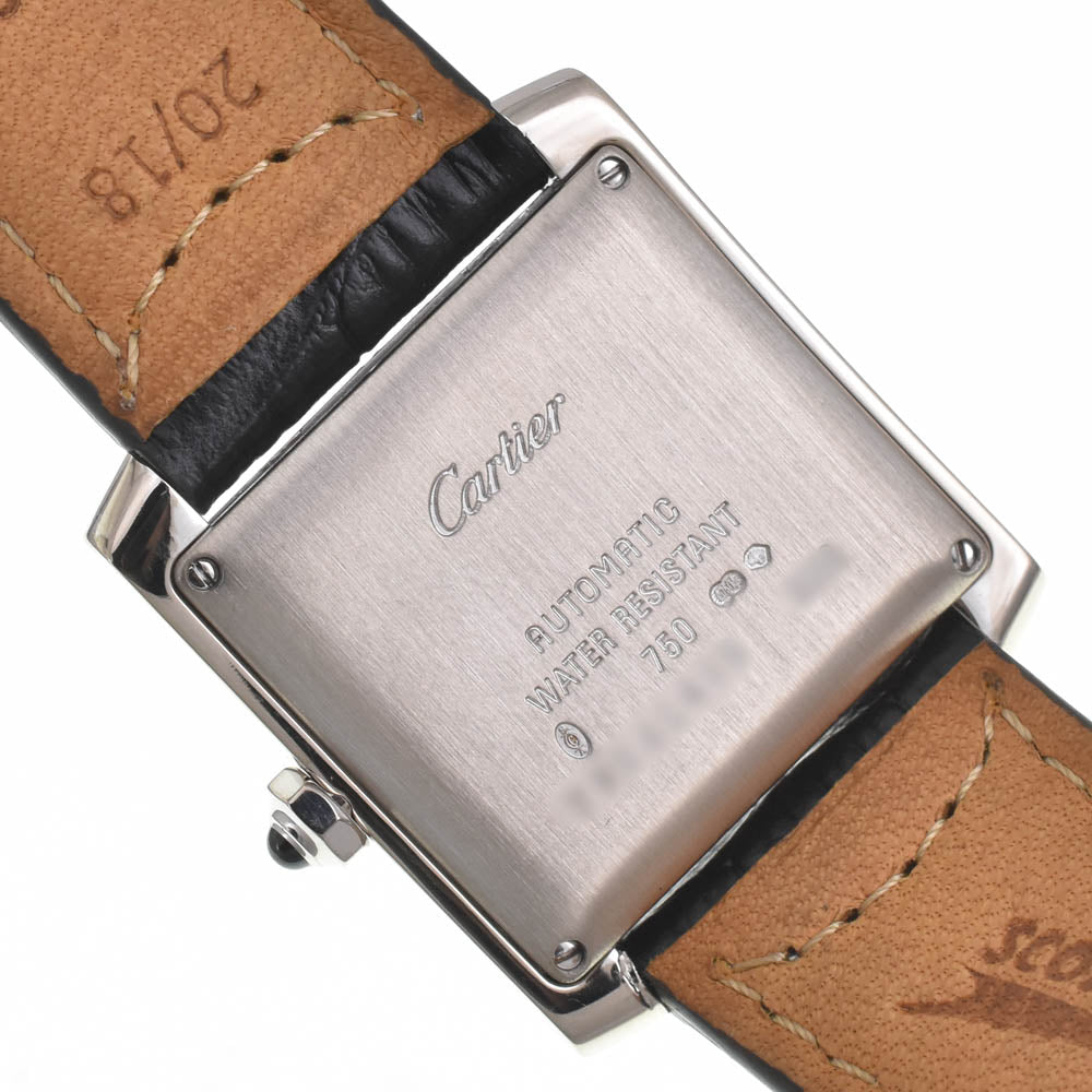 CARTIER Tank francaise LM W50011S3 Date K18WG Leather Silver Dial Automatic Men's
 Watch J#141558