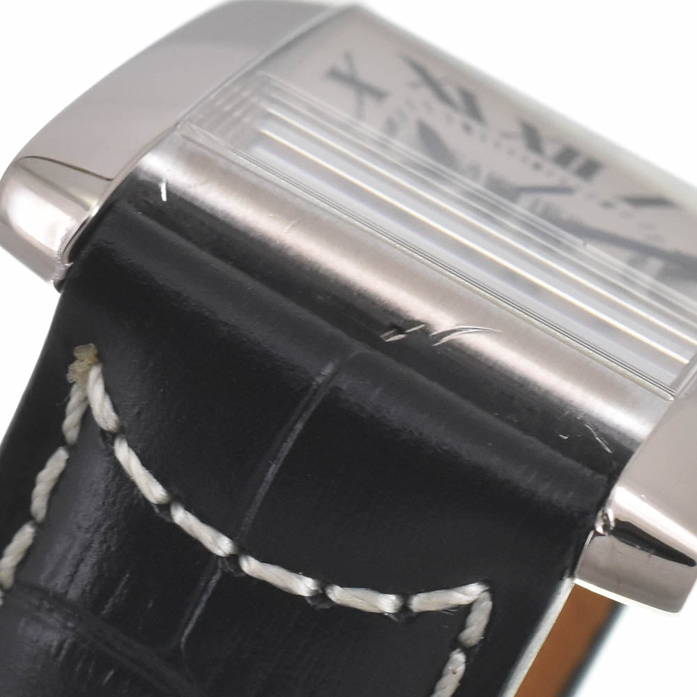 CARTIER Tank francaise LM W50011S3 Date K18WG Leather Silver Dial Automatic Men's
 Watch J#141558