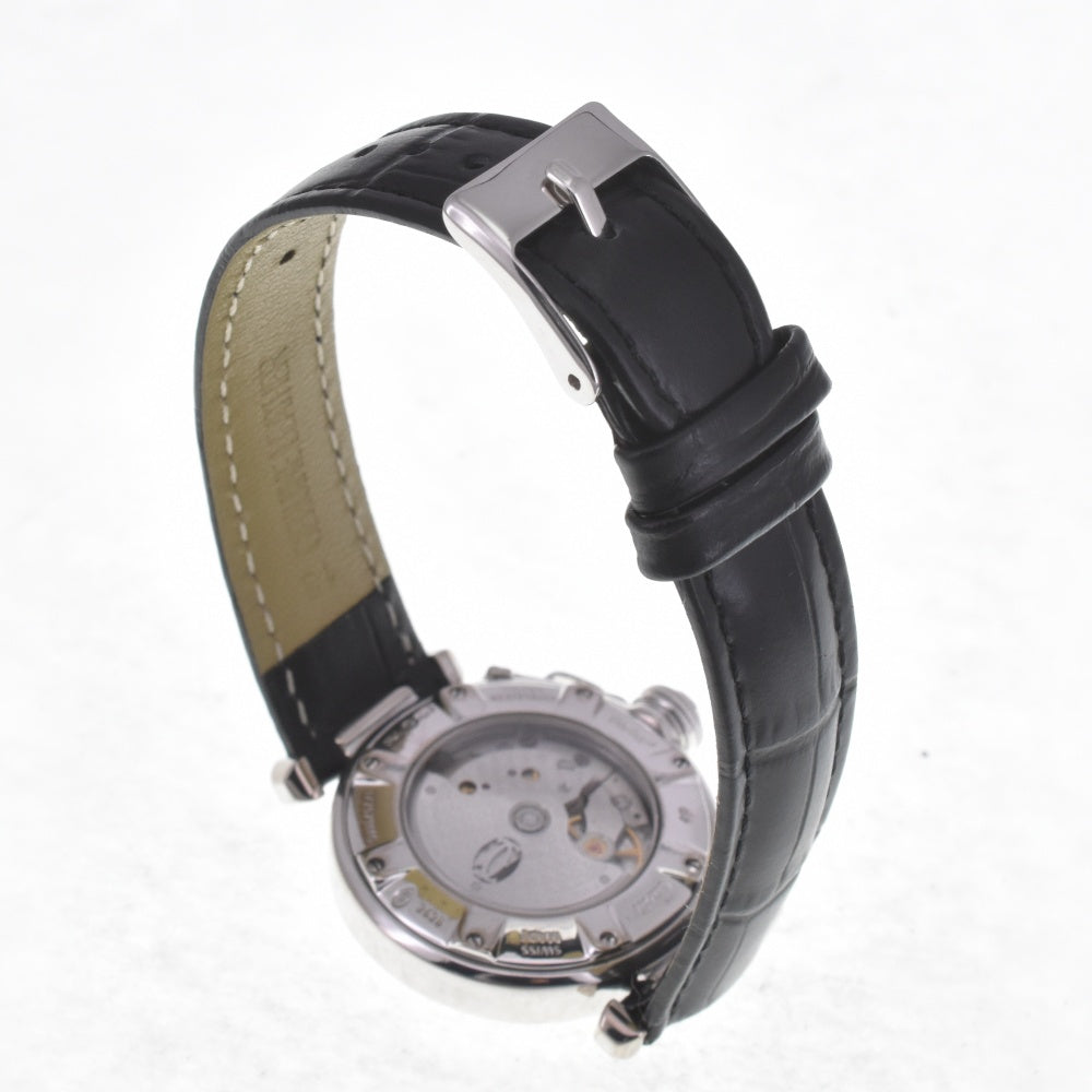 CARTIER Pasha 32 2528 8P Diamond Date K18WG Leather Silver Dial Automatic Ladies
 Watch D#141559