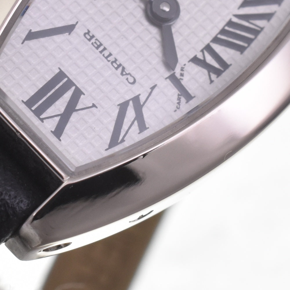 CARTIER Cartier Mini Tonneau Lanier 2545 K18WG / leather Silver Dial Quartz Ladies
 Watch D#141560