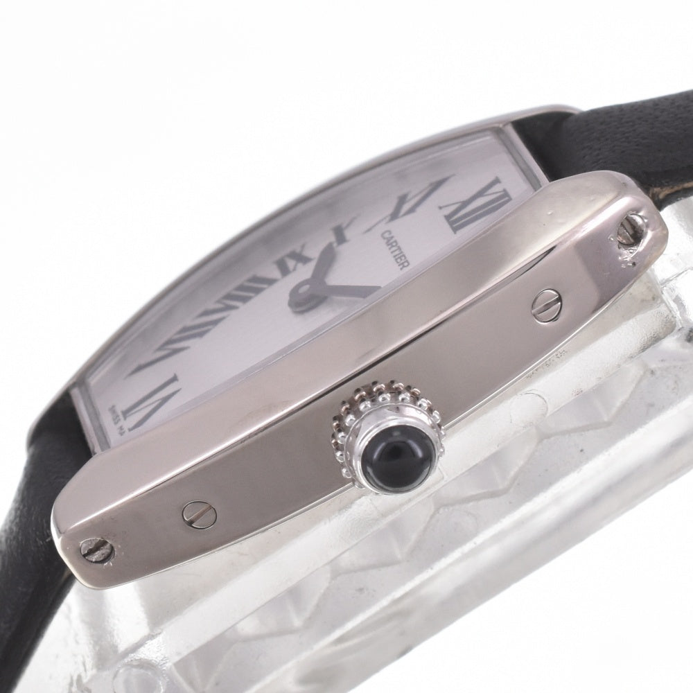 CARTIER Cartier Mini Tonneau Lanier 2545 K18WG / leather Silver Dial Quartz Ladies
 Watch D#141560