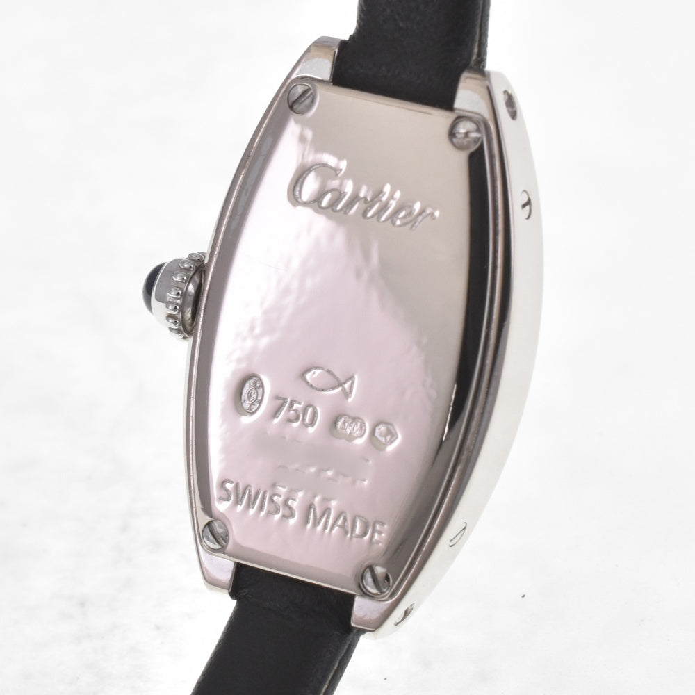 CARTIER Cartier Mini Tonneau Lanier 2545 K18WG / leather Silver Dial Quartz Ladies
 Watch D#141560