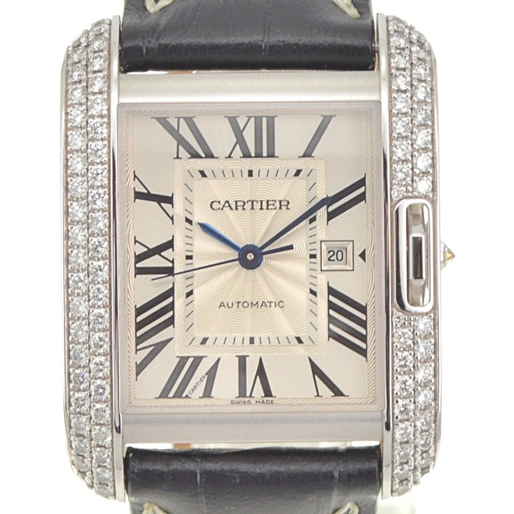 CARTIER Tank Anglaise LM WT100009 Date Diamond Bezel Silver Dial Automatic Men's
 Watch R#141564