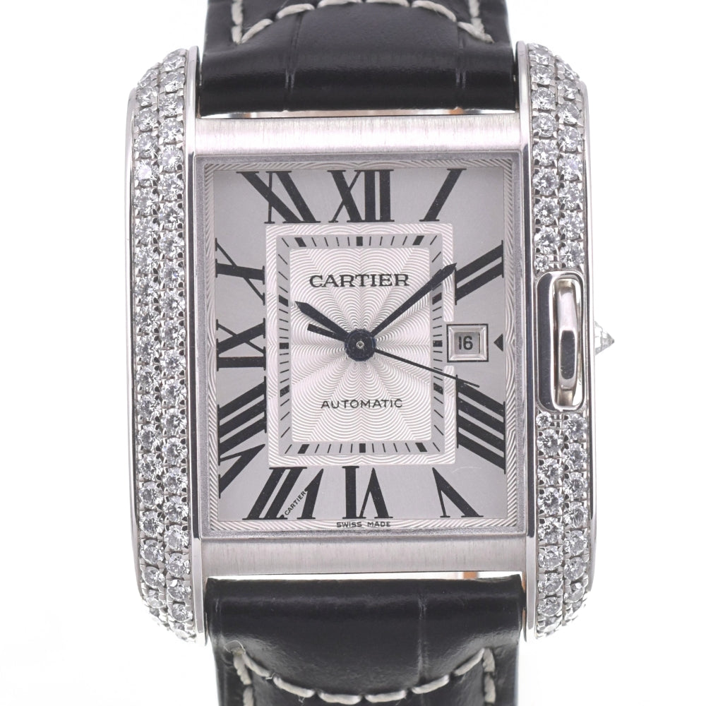 CARTIER Tank Anglaise LM WT100009 Diamond Bezel Silver Dial Automatic Men's
 Watch R#141565