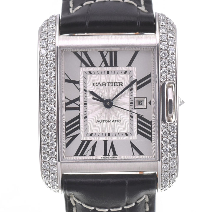 CARTIER Tank Anglaise LM WT100009 Diamond Bezel Silver Dial Automatic Men's
 Watch R#141565