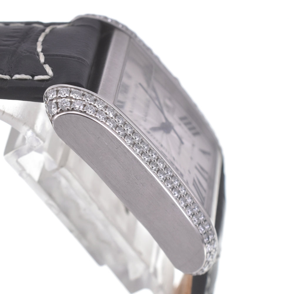 CARTIER Tank Anglaise LM WT100009 Diamond Bezel Silver Dial Automatic Men's
 Watch R#141565