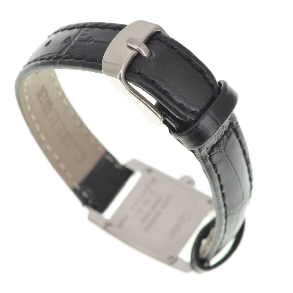 CARTIER Tankissim MM 2825 Diamond bezel K18WG/Leather Silver Dial Quartz Ladies
 Watch R#141567