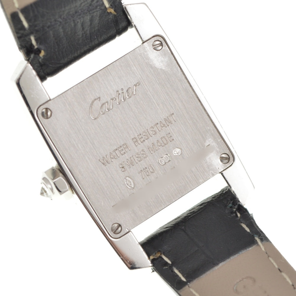 CARTIER Tankissim MM 2825 Diamond bezel K18WG/Leather Silver Dial Quartz Ladies
 Watch R#141567