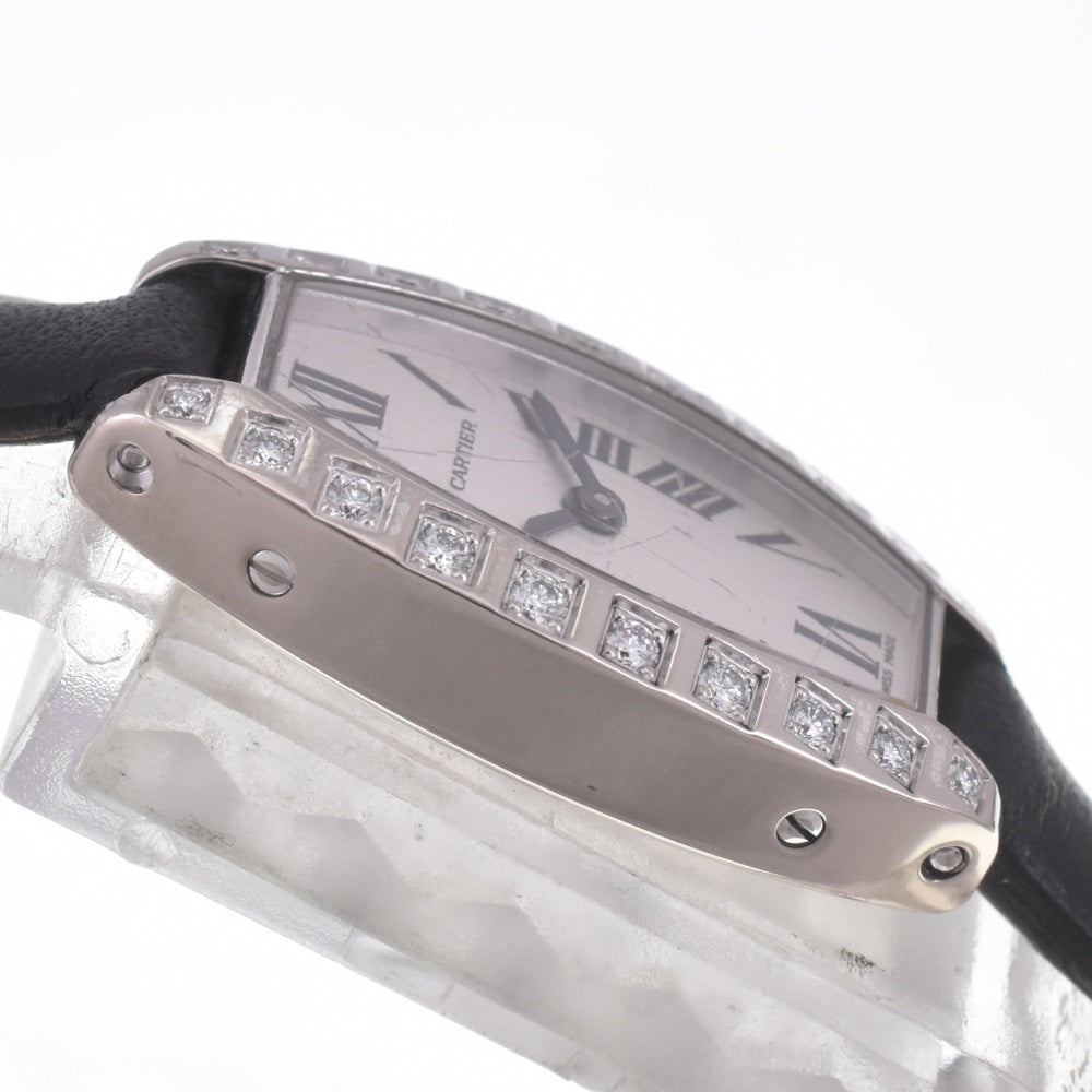 CARTIER Cartier Mini Tonneau Lanier WJ200438 Diamond K18WG/Leather Silver Dial Quartz Ladies
 Watch D#141571