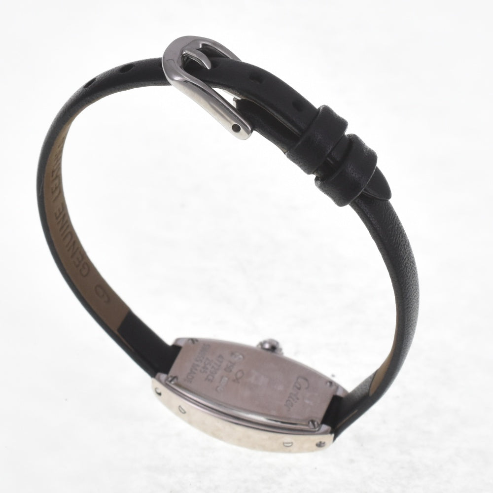 CARTIER Cartier Mini Tonneau Lanier WJ200438 Diamond K18WG/Leather Silver Dial Quartz Ladies
 Watch D#141571