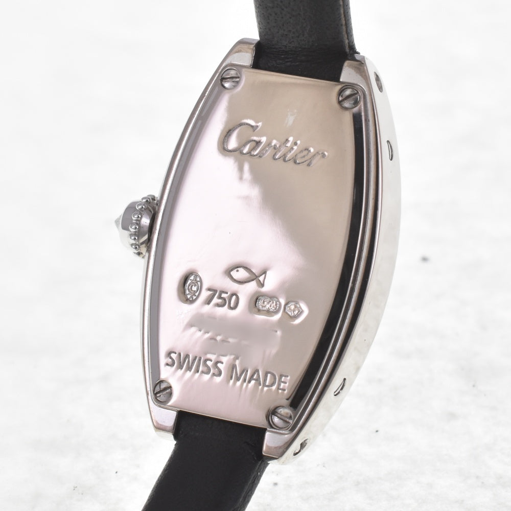 CARTIER Cartier Mini Tonneau Lanier WJ200438 Diamond K18WG/Leather Silver Dial Quartz Ladies
 Watch D#141571