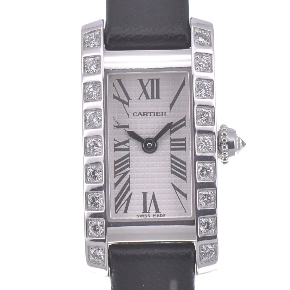CARTIER Raniere Tank Alonge WJ2003W3 Diamond Bezel Silver Dial Quartz Ladies
 Watch R#141573