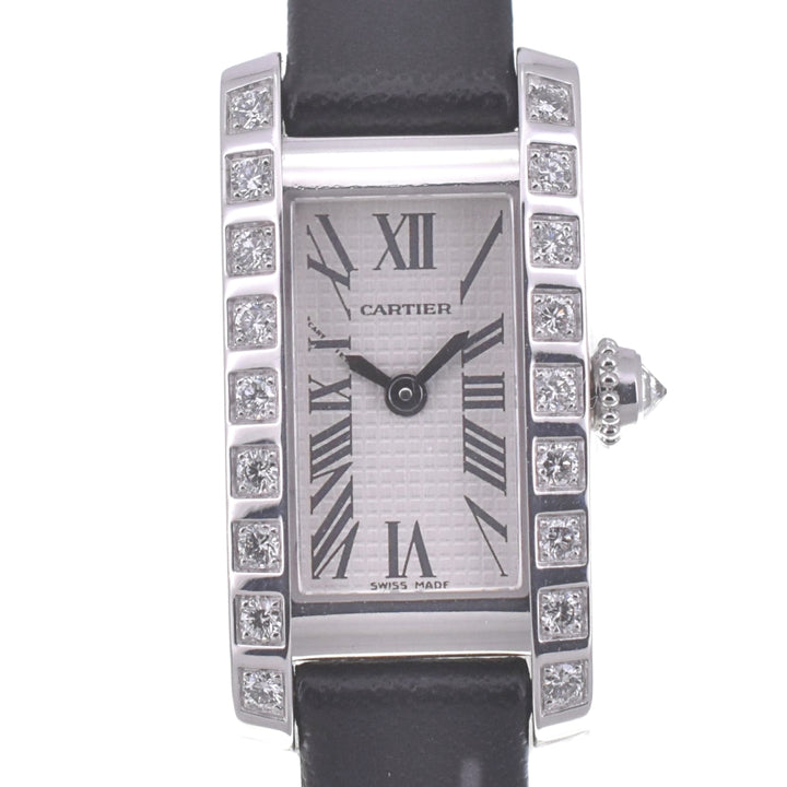 CARTIER Raniere Tank Alonge WJ2003W3 Diamond Bezel Silver Dial Quartz Ladies
 Watch R#141573