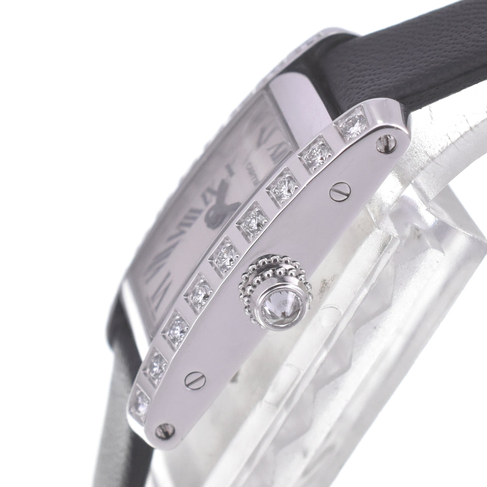 CARTIER Raniere Tank Alonge WJ2003W3 Diamond Bezel Silver Dial Quartz Ladies
 Watch R#141573