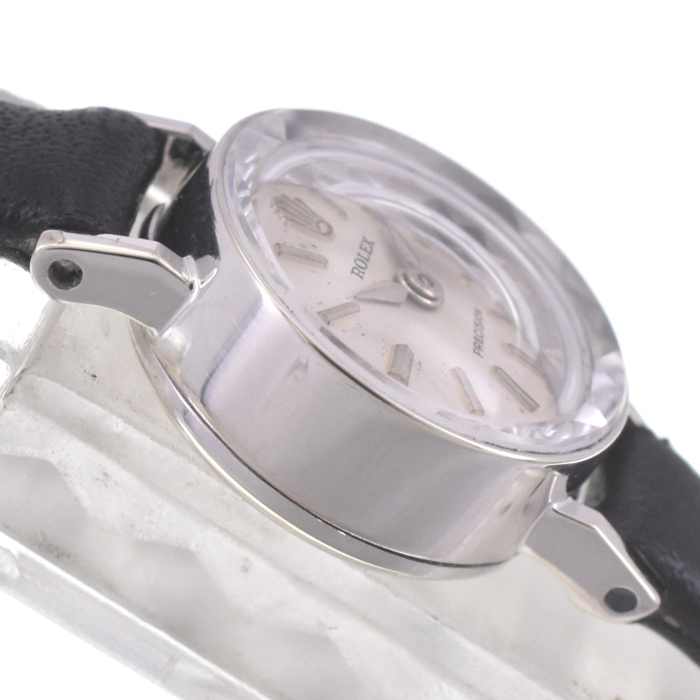 ROLEX Precision vintage Cut glass K14WG/Leather Cal.1401 Silver Dial Hand Winding Ladies
 Watch D#141576