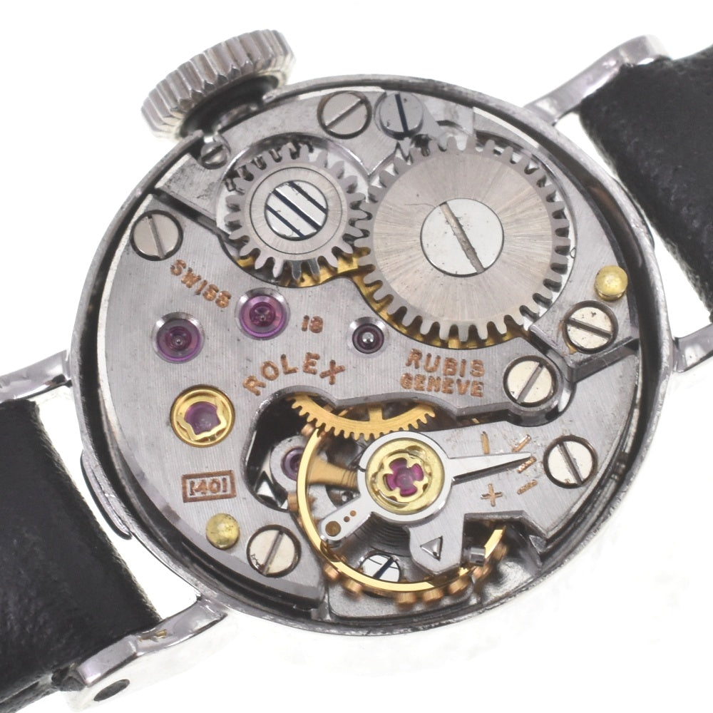 ROLEX Precision vintage Cut glass K14WG/Leather Cal.1401 Silver Dial Hand Winding Ladies
 Watch D#141576