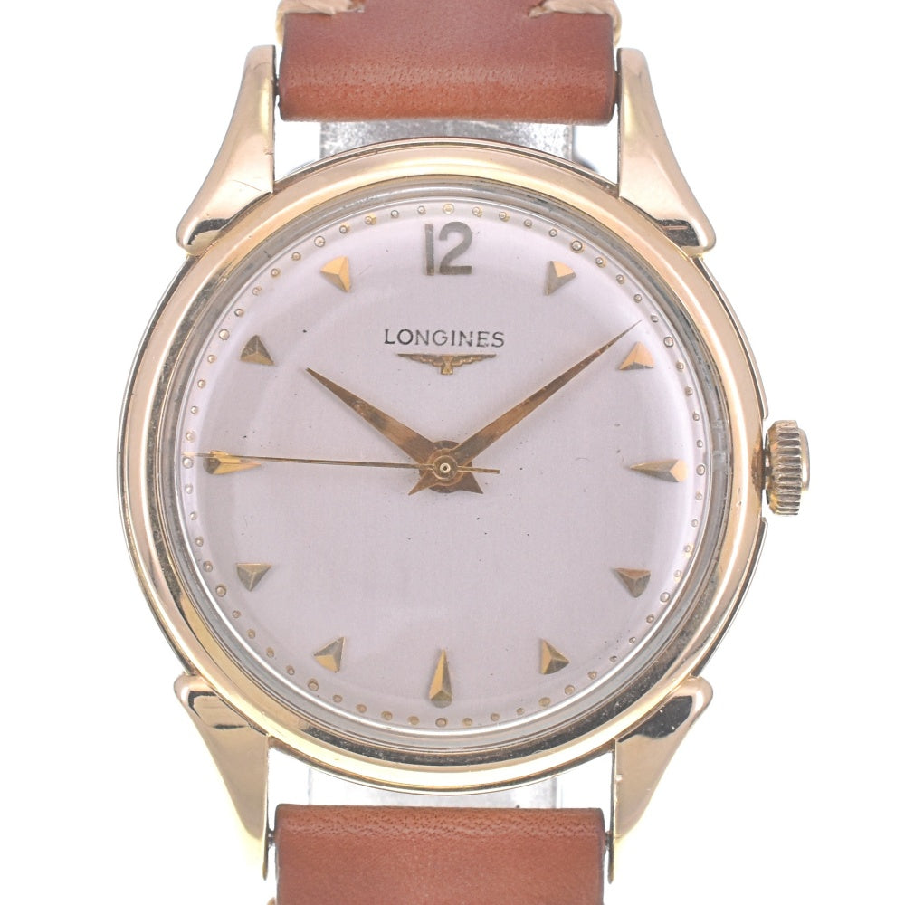 LONGINES K14YG / leather Silver Dial Hand Winding Men's
 Watch A#141610