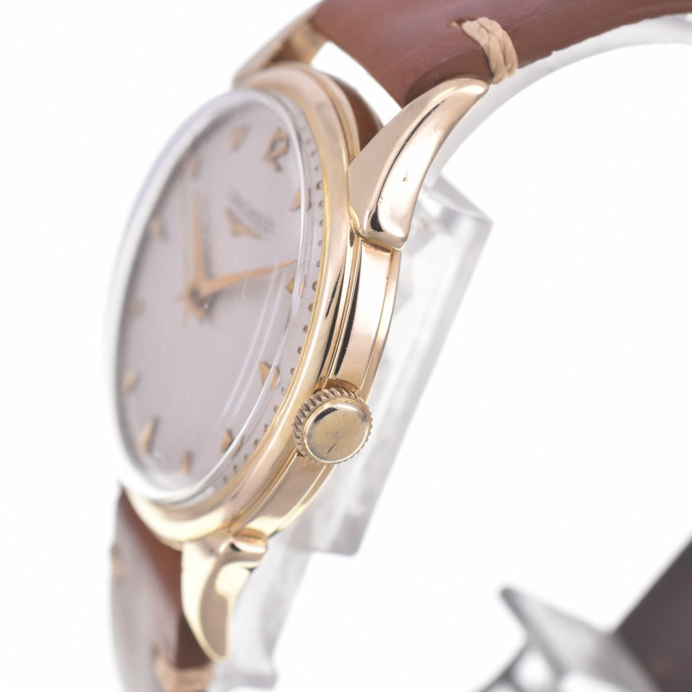 LONGINES K14YG / leather Silver Dial Hand Winding Men's
 Watch A#141610