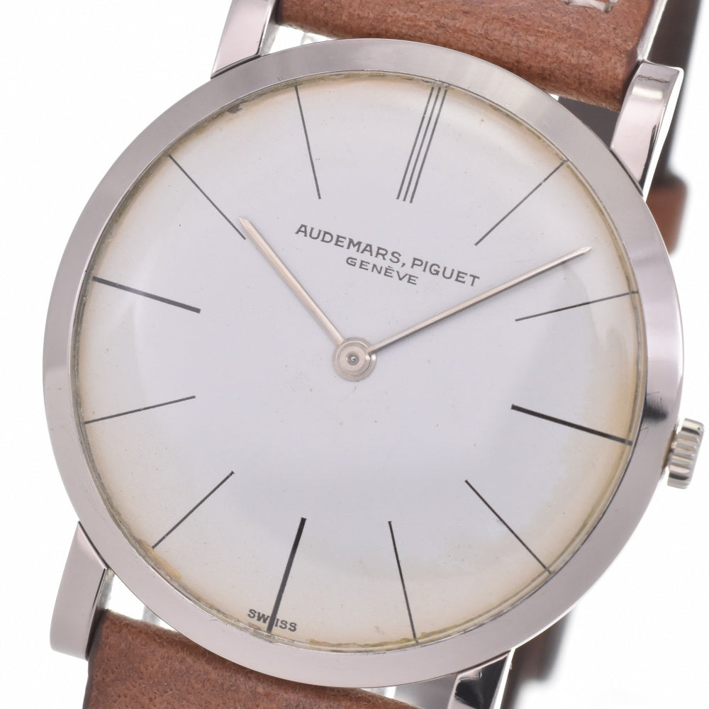 AUDEMARS PIGUET vintage K18WG / Leather Cal.2003 Silver Dial Hand Winding Men's
 Watch K#141657