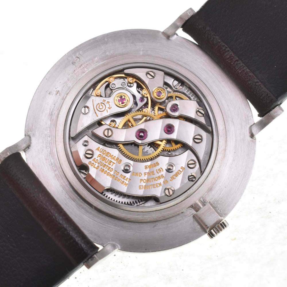 AUDEMARS PIGUET vintage K18WG / leather Silver Dial Hand Winding Men's
 Watch H#141671