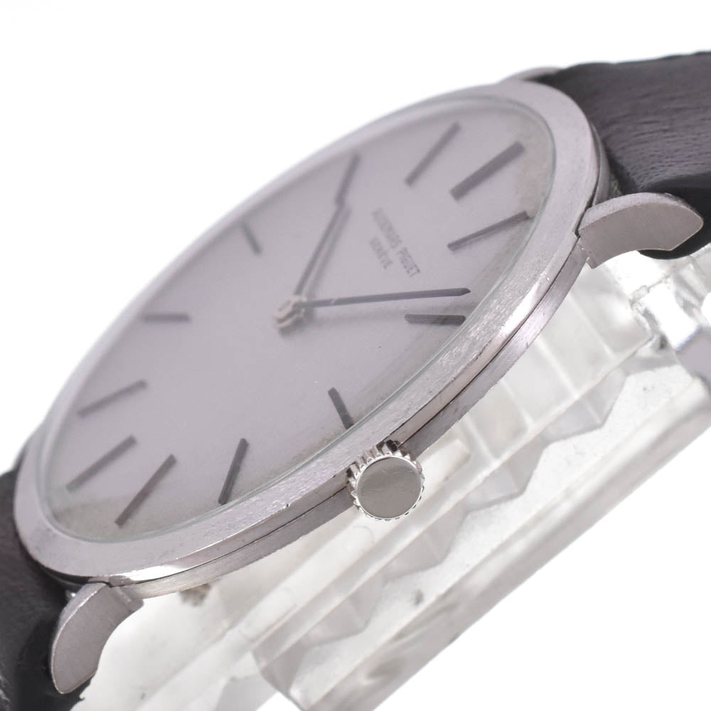 AUDEMARS PIGUET vintage K18WG / leather Silver Dial Hand Winding Men's
 Watch H#141671