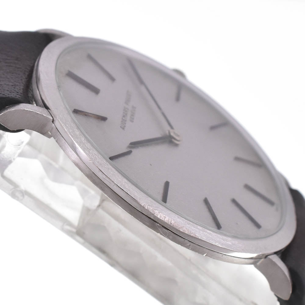 AUDEMARS PIGUET vintage K18WG / leather Silver Dial Hand Winding Men's
 Watch H#141671