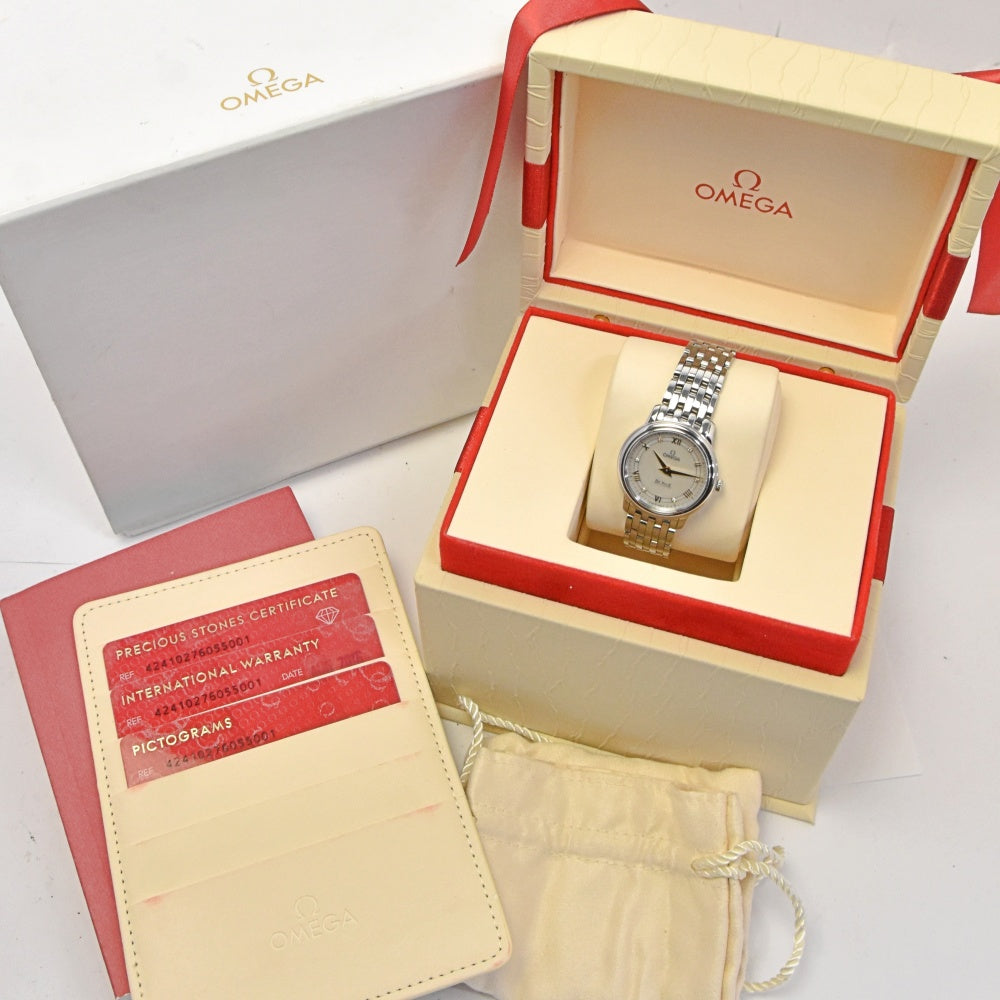 with paper OMEGA De Ville Prestige 424.10.27.60.55.001 6P diamond White shell Dial Quartz Ladies
 Watch A#141695