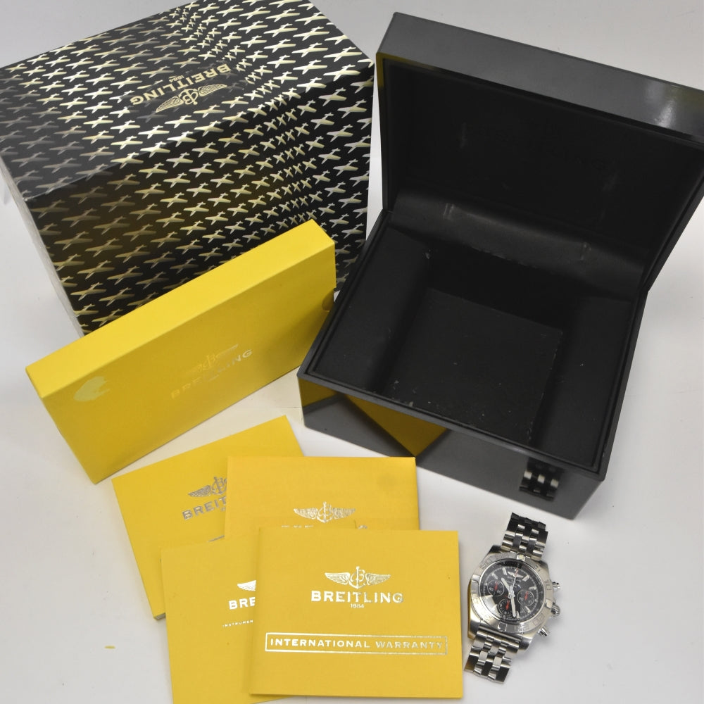 with paper BREITLING Windrider Chronomat 01 Limited AB0111 2000 limited black Dial Automatic Men's
 Watch A#141701