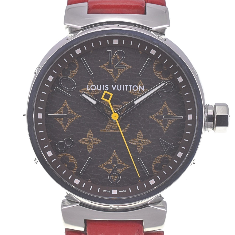 with paper LOUIS VUITTON Tambour QA072 Monogram brown (monogram) Dial Quartz Men's
 Watch A#141705