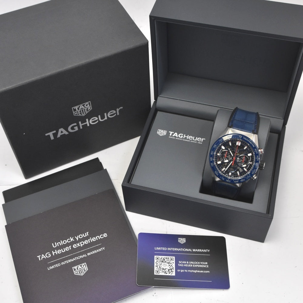 with paper TAG HEUER Carrera Caliber Heuer 02 CBG2A11.FC6460 Chronograph Date Black skeleton Dial Automatic Men's
 Watch R#141729