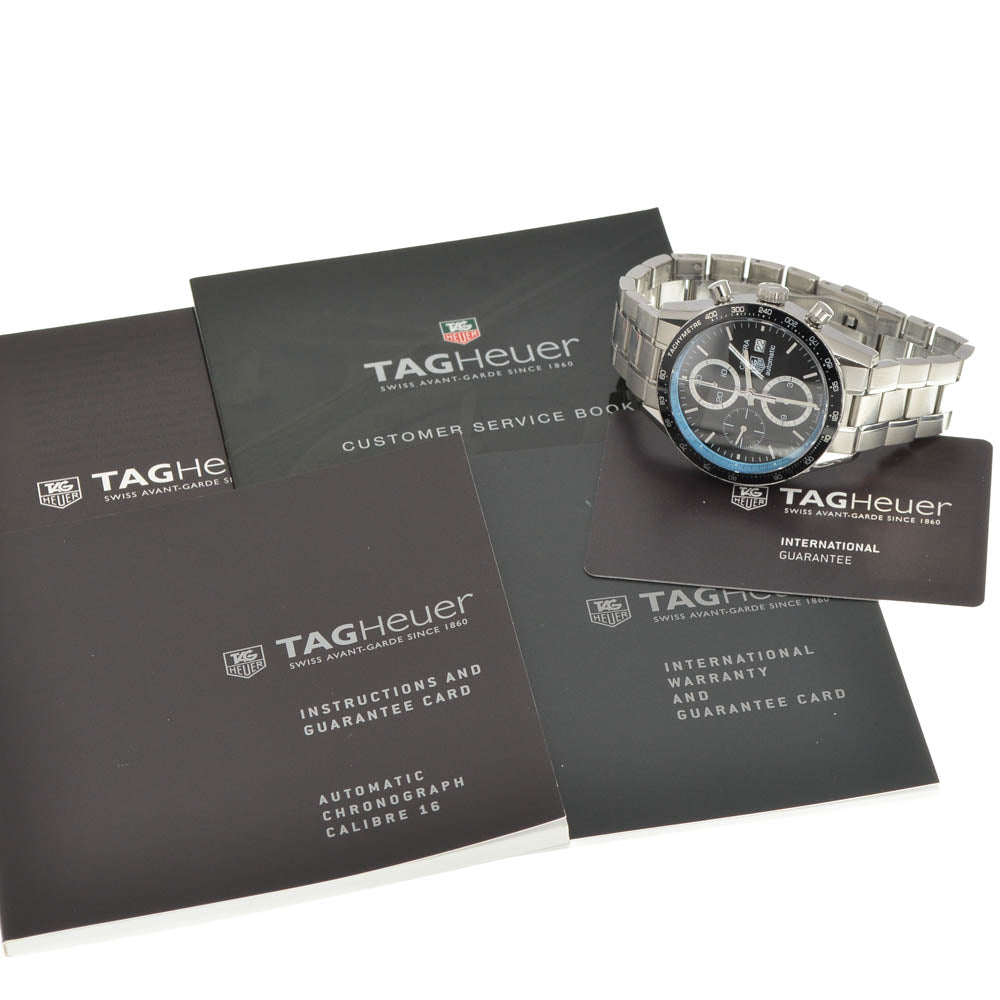 with paper TAG HEUER Carrera CV201X.BA0794 Chronograph Date black Dial Automatic Men's
 Watch C#141738