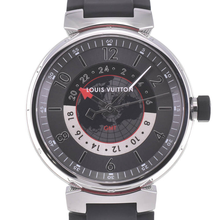 with paper LOUIS VUITTON Tambour Graphite GMT Q1D300 Black / Gray / Silver Dial Automatic Men's
 Watch B#141749