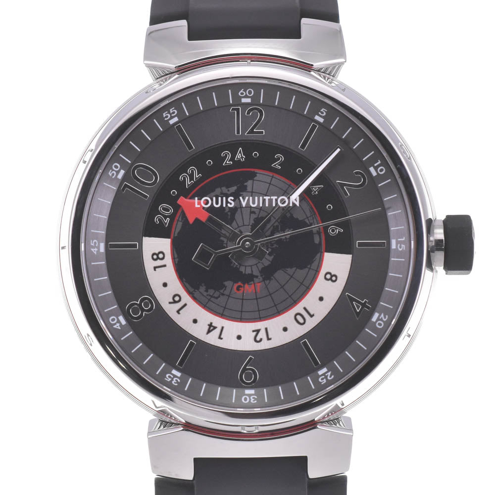 with paper LOUIS VUITTON Tambour Graphite GMT Q1D300 Black / Gray / Silver Dial Automatic Men's
 Watch B#141749