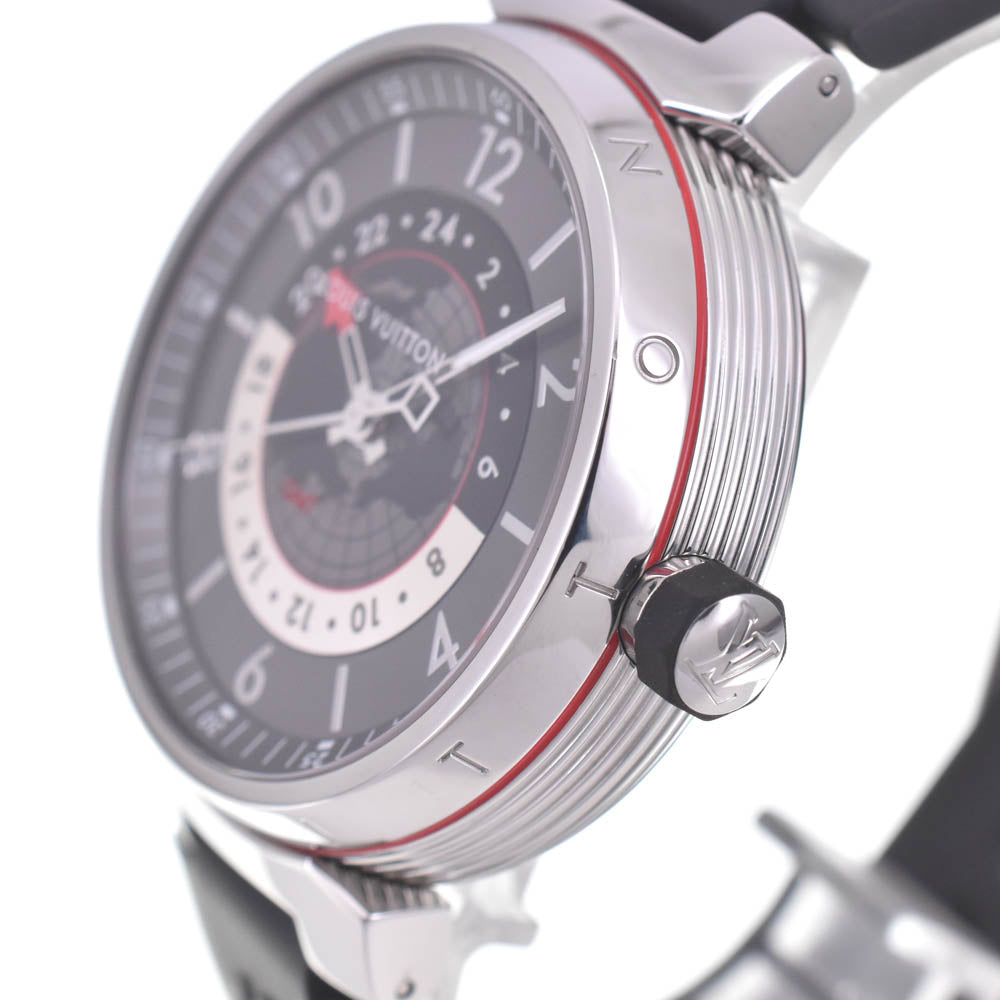 with paper LOUIS VUITTON Tambour Graphite GMT Q1D300 Black / Gray / Silver Dial Automatic Men's
 Watch B#141749