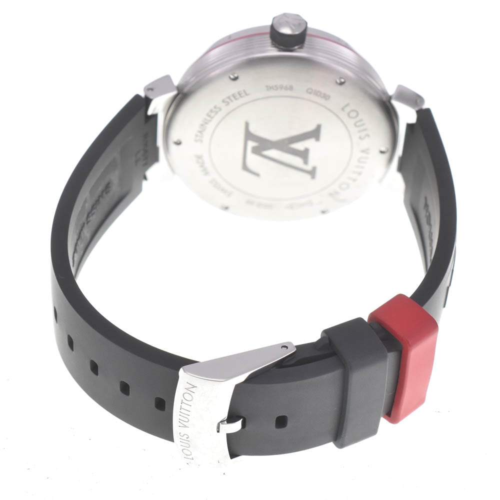 with paper LOUIS VUITTON Tambour Graphite GMT Q1D300 Black / Gray / Silver Dial Automatic Men's
 Watch B#141749