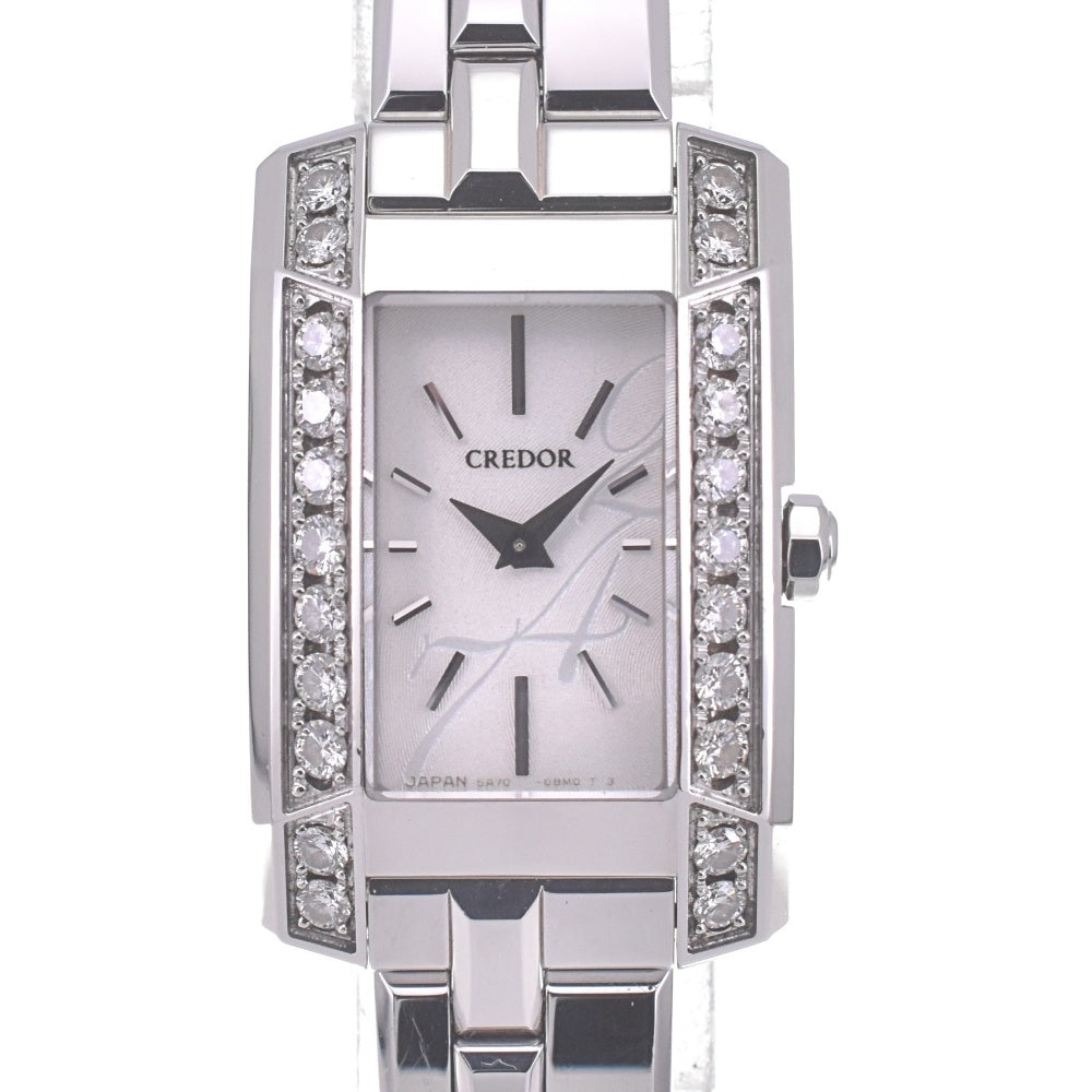 SEIKO CREDOR node GSWE937/5A70-0AY0 Diamond Bezel Silver Dial Quartz Ladies
 Watch A#141761
