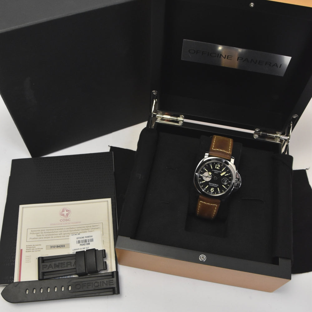 PANERAI Luminor GMT Acciaio PAM01088 Small second date black Dial Automatic Men's
 Watch B#141766