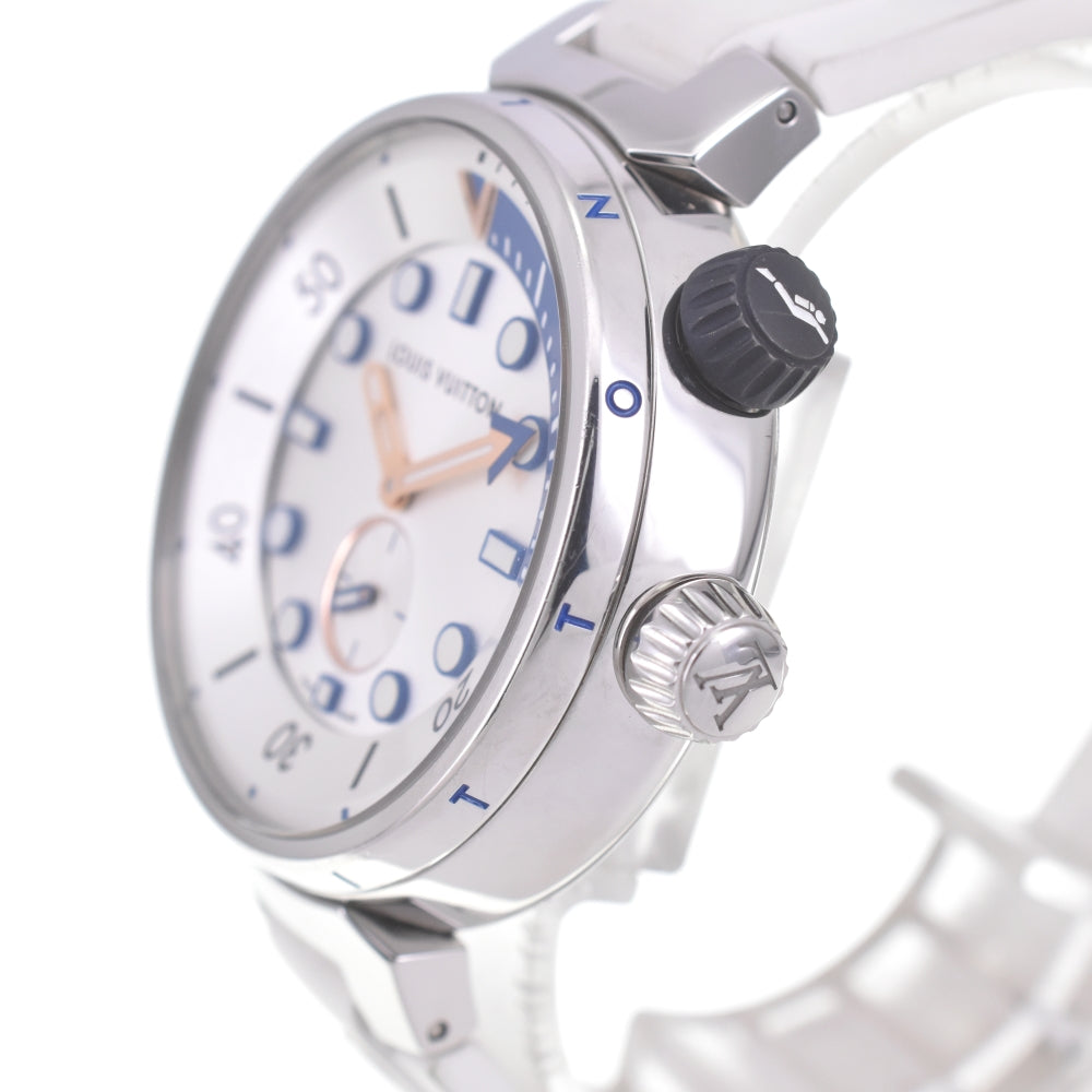 with paper LOUIS VUITTON Tambour Street Diver QA124 Small second Silver Dial Quartz Unisex
 Watch A#141780