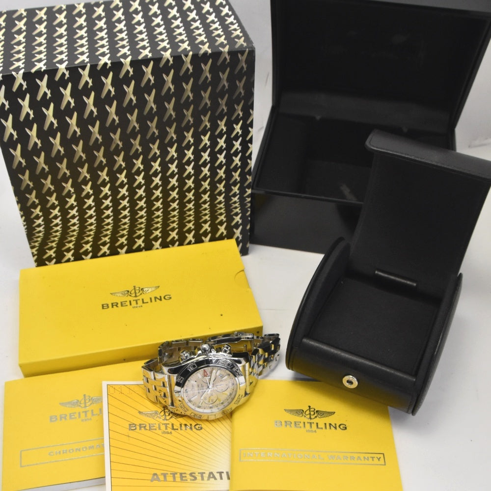 with paper BREITLING Chronomat GMT AB0410 Chronograph Date Silver Dial Automatic Men's
 Watch B#141784